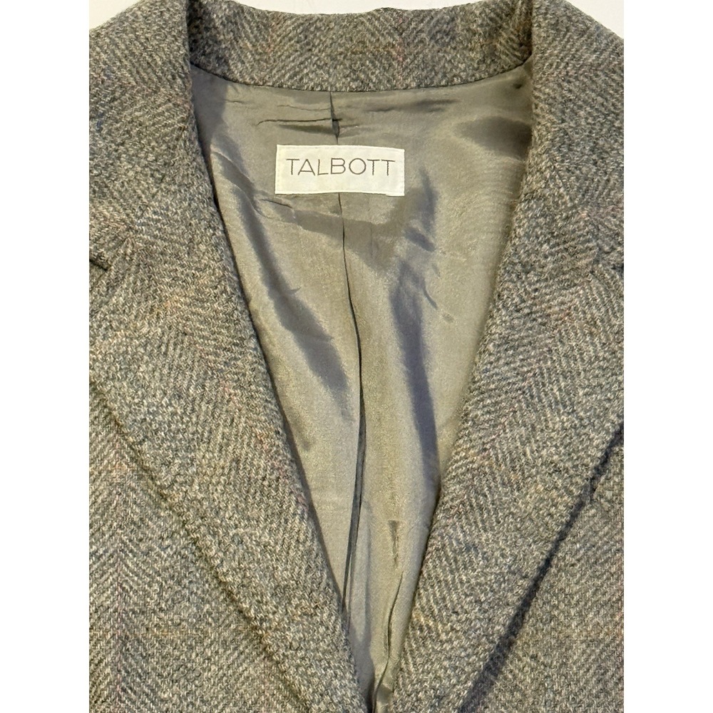 Talbott 100% Wool Blazer Womens M Gray Herringbone Tweed Jacket - Picture 4 of 14